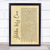 Eric Church Holdin' My Own Rustic Script Song Lyric Quote Print