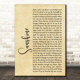Gabrielle Sunshine Rustic Script Song Lyric Quote Print
