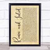 Dire Straits Romeo And Juliet Rustic Script Song Lyric Quote Print