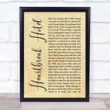 Elvis Presley Heartbreak Hotel Rustic Script Song Lyric Quote Print