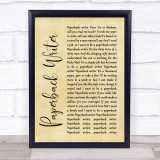The Beatles Paperback Writer Rustic Script Song Lyric Quote Print