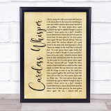 George Michael Careless Whisper Rustic Script Song Lyric Quote Print