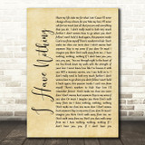 Whitney Houston I Have Nothing Rustic Script Song Lyric Quote Print