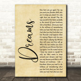 Fleetwood Mac Dreams Rustic Script Song Lyric Quote Print