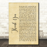 Dido Thank You Rustic Script Song Lyric Quote Print