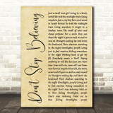 Journey Don't Stop Believing Rustic Script Song Lyric Quote Print