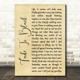 Metallica Fade To Black Rustic Script Song Lyric Quote Print