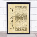 Pink Floyd Comfortably Numb Rustic Script Song Lyric Quote Print