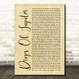 Train Drops Of Jupiter Rustic Script Song Lyric Quote Print