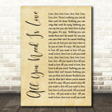 The Beatles All You Need Is Love Rustic Script Song Lyric Quote Print