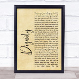 Deacon Blue Dignity Rustic Script Song Lyric Quote Print