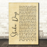John Mayer Shadow Days Rustic Script Song Lyric Quote Print