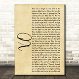 John Mayer XO Rustic Script Song Lyric Quote Print
