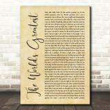 R Kelly The World's Greatest Rustic Script Song Lyric Quote Print