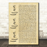 Shirley Bassey Never, Never, Never Rustic Script Song Lyric Quote Print