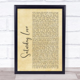 Alexander O'Neal Saturday Love Rustic Script Song Lyric Print