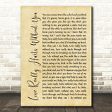 Billy Ocean Love Really Hurts Without You Rustic Script Song Lyric Print