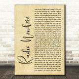 Bruce Springsteen Radio Nowhere Rustic Script Song Lyric Print