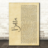 Khalid Better Rustic Script Song Lyric Print