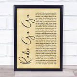 Queen Radio Ga Ga Rustic Script Song Lyric Print