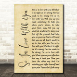 Texas So In Love With You Rustic Script Song Lyric Print
