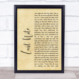 The Strokes Last Nite Rustic Script Song Lyric Print
