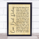 UB40 Come Back Darling Rustic Script Song Lyric Print