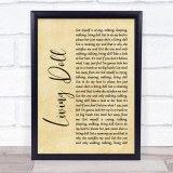 Cliff Richard and The Drifters Living Doll Rustic Script Song Lyric Print