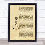 Coasts Oceans Rustic Script Song Lyric Print
