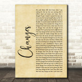 David Bowie Changes Rustic Script Song Lyric Print
