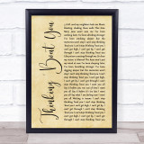 Dua Lipa Thinking 'Bout You Rustic Script Song Lyric Print