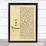 Ian Brown F.E.A.R Rustic Script Song Lyric Print