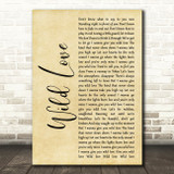 James Bay Wild Love Rustic Script Song Lyric Print