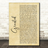 Josh Groban Granted Rustic Script Song Lyric Print