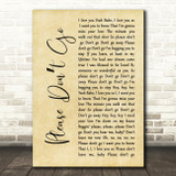 KC And The Sunshine Band Please Don't Go Rustic Script Song Lyric Print