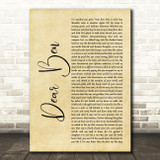 Loyle Carner & Jean Coyle-Larner Dear Ben Rustic Script Song Lyric Print