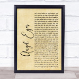 The Jeff Healey Band Angel Eyes Rustic Script Song Lyric Print