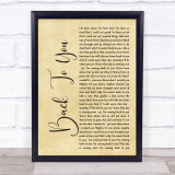 Bryan Adams Back To You Rustic Script Song Lyric Quote Print