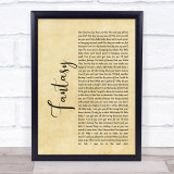 George Michael Fantasy Rustic Script Song Lyric Quote Print