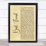 Jason Mraz Best Friend Rustic Script Song Lyric Quote Print
