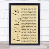 Queen Love Of My Life Rustic Script Song Lyric Quote Print