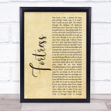 Queens of the Stone Age Fortress Rustic Script Song Lyric Quote Print