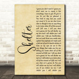 Ray LaMontagne Shelter Rustic Script Song Lyric Quote Print