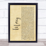 Shawn Mendes Mercy Rustic Script Song Lyric Quote Print