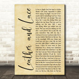 Stevie Nicks Leather And Lace Rustic Script Song Lyric Quote Print