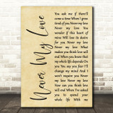 The Association Never My Love Rustic Script Song Lyric Quote Print
