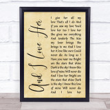 The Beatles And I Love Her Rustic Script Song Lyric Quote Print