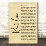 The Beatles Real Love Rustic Script Song Lyric Quote Print