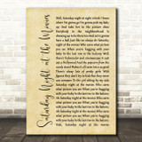 The Drifters Saturday Night at the Movies Rustic Script Song Lyric Print