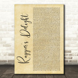 The Sugarhill Gang Rapper's Delight Rustic Script Song Lyric Print